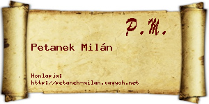 Petanek Milán névjegykártya